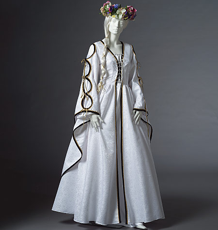 M 2004 Bodenlanges Kleid mit Schnrung
