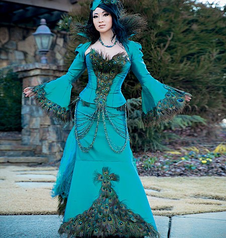 M 7218 Yaya Han Peacock Jacket, Corset and Skirt