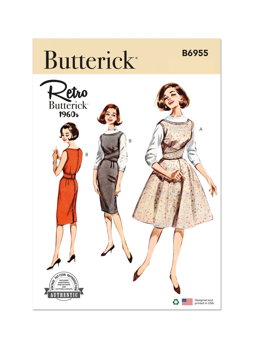 B 6955 Vintage Schnittmuster 60er Jahre